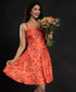 Orange Sweetheart Neck Mini Dress